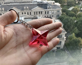 Wish Rare primogems Pendant,transparent Red Star Primogems Keychain,Primogem Stereoscopic Starry sky Necklace,Acquaint Fate Ball Charm gifts