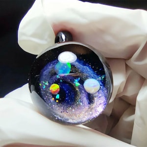 Custom Planet necklace,Personalized resin planet necklace,bright star necklace,Space universe Stars Pendant,Trinity,Space Galaxy Necklace