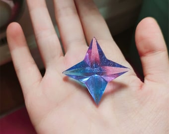 Wish Rare primogems Pendant,transparent 3D Star Primogems Keychain,Primogem Stereoscopic Starry sky Necklace,Acquaint Fate Ball Charm gifts