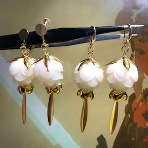Boucles d'oreilles princesse fleur de lotus Boucles d'oreilles larmes du royaume Bijoux cosplay personnalisés Magnifiques boucles d'oreilles fleurs avec pierre de naissance Boucle d'oreille florale