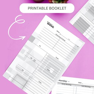 Opuscolo PDF scaricabile e stampabile Daily Build Your Week Time Blocking Planner pieghevole Inserto