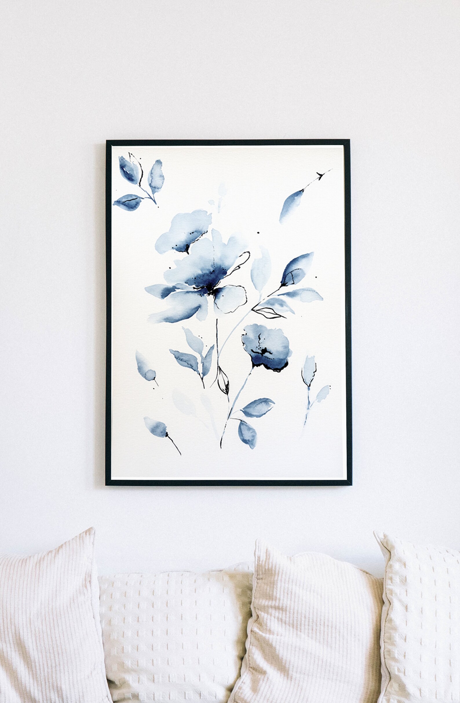 Abstract Watercolor Painting Blue Abstract Watercolor Large Etsy