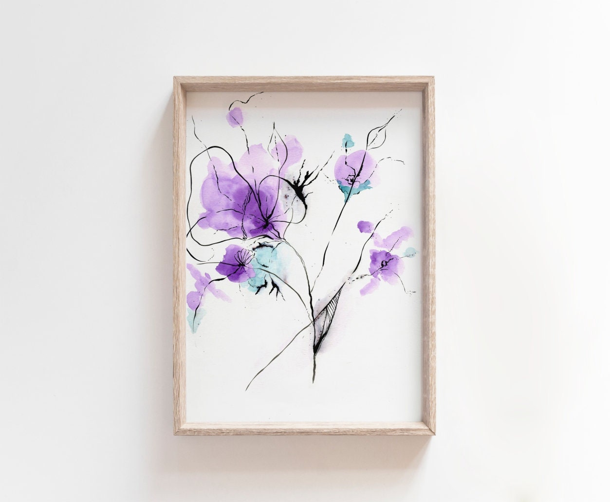 Purple Flower Abstract Art Watercolor Painting Digital Art Etsy