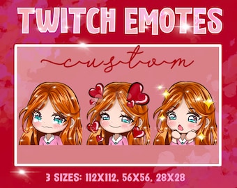 Twitch emotes, redhead girl, green eyes, blue eyes, whatsapp emoticons, manga emotes, anime twitch emotes, discord emotes, whatsapp emotes