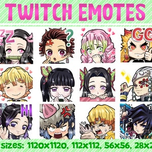 Twitch emotes, Emote Pack, Demon Girl, manga emote, anime twitch emotes, discord emotes, custom twitch, Demon Boy Emotes, Emote Set, Custom