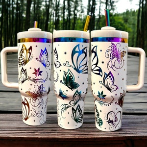 Butterfly 40oz Tumbler Wrap for Laser Engraving **DIGITAL FILE**