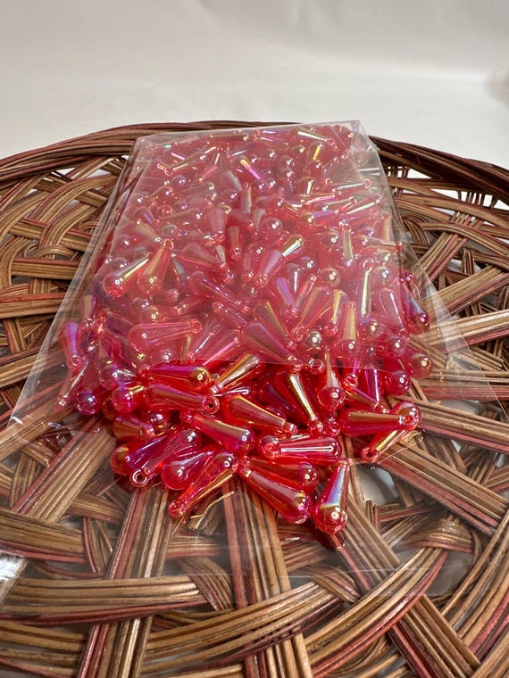 1/2 lb Beads, mermaid tears, pink red, size .8 inch, Hmong beads, hlaws