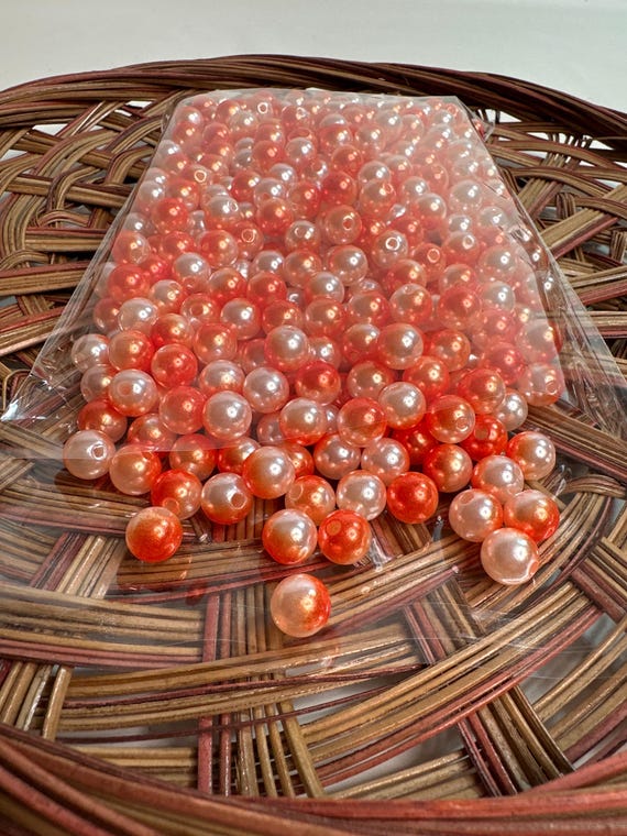 1/2 lb Beads, pearl, orange, size . 4 inch, Hmong beads, hlaws