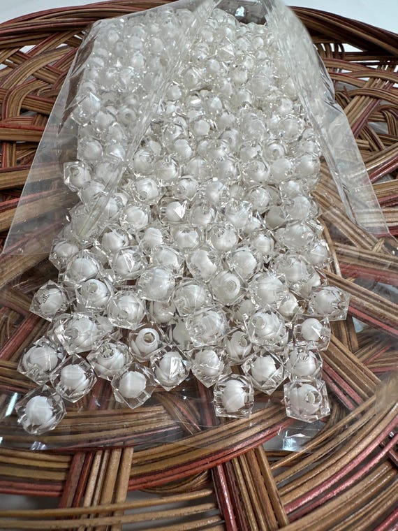 1/2 lb Beads, nava bead, white, size .3 inch, Hmong beads, hlaws