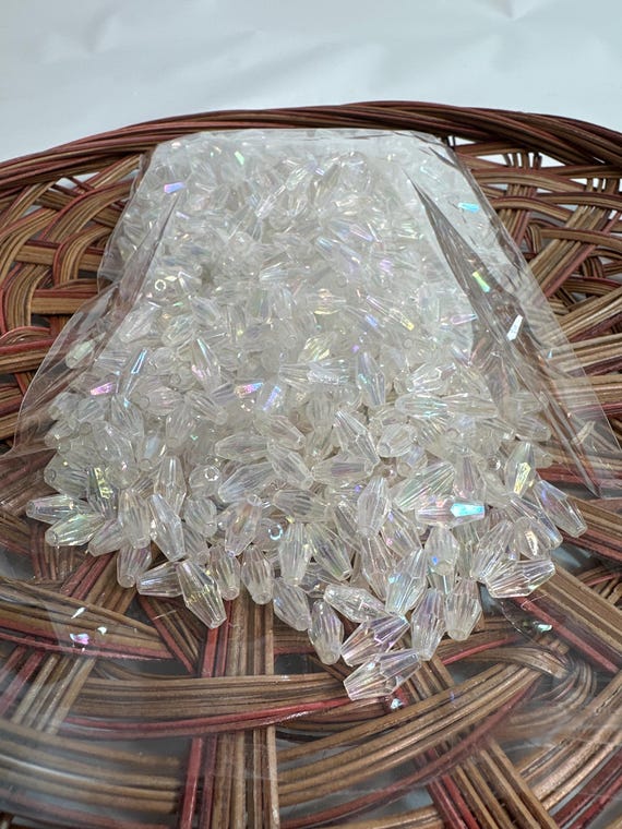 1/2 lb Beads, rice, clear, size .4 inch, Hmong beads, hlaws