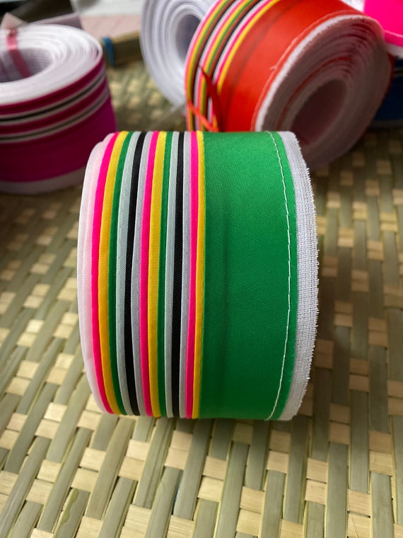 Green multicolor 5 yards Hmoob lees trim, 5yards length, hmong trim, diy trim, diy hmong supplies, Hmong ribbon