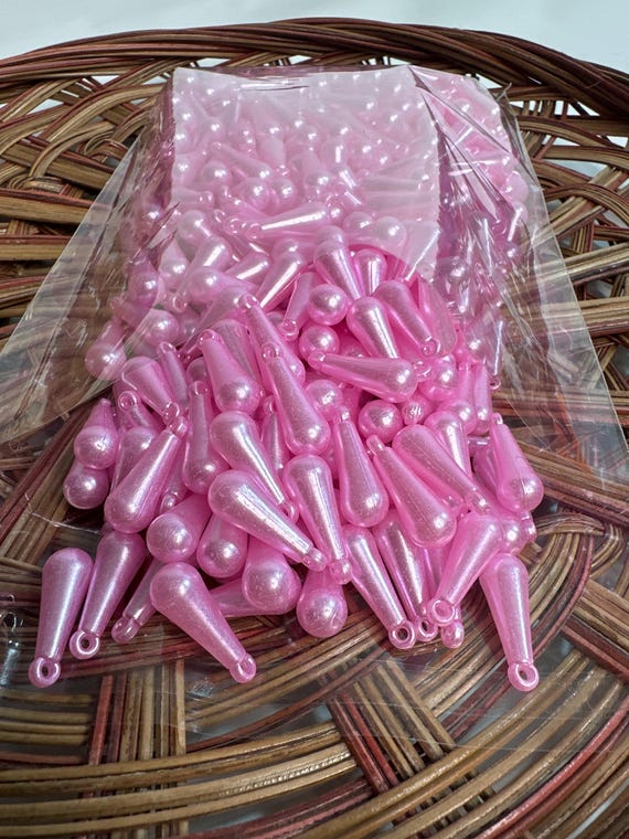 1/2 lb Beads, tears drop, pink, size .8 inch, Hmong beads, hlaws