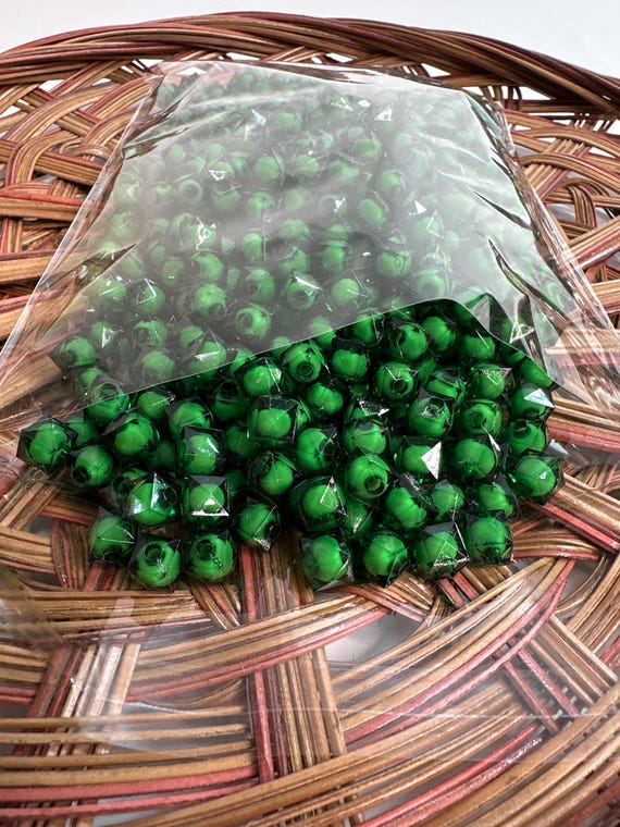 1/2 lb Beads, nava bead, dark green, size .3 inch, Hmong beads, hlaws