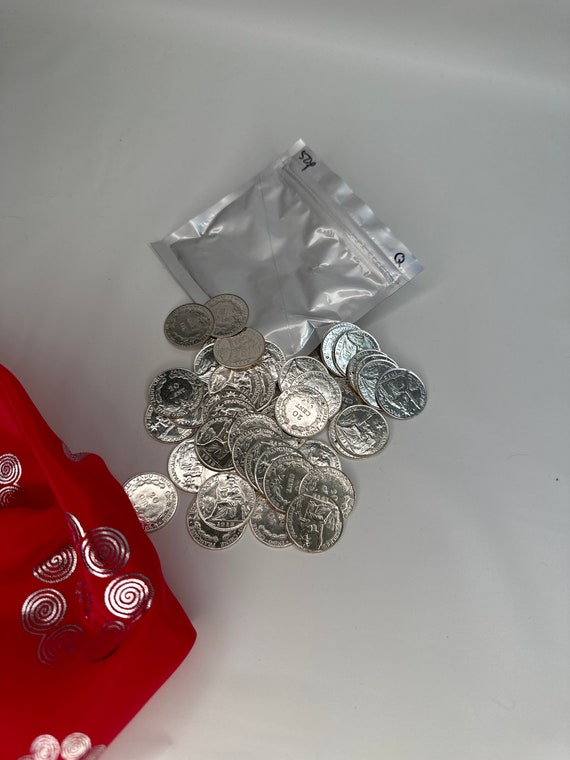 Vietnam Bagged Nyiaj Npib 50p, with hole money 2 quarter size in bag, 1 bag 50p