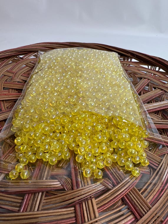 1/2 lb Beads, Hmoob suav, yellow, size .2 inch, Hmong beads, hlaws