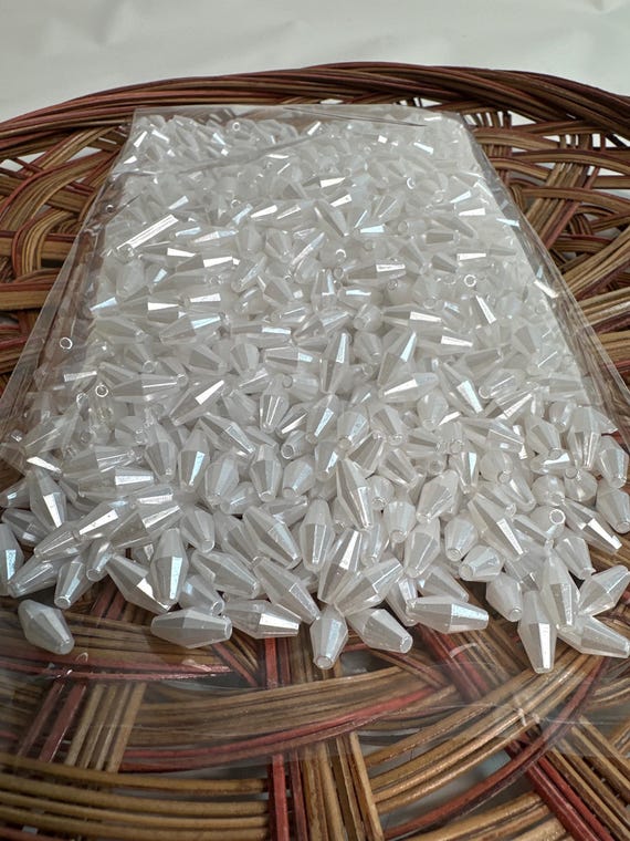 1/2 lb Beads, rice, white, size .4 inch, Hmong beads, hlaws