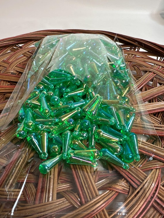 1/2 lb Beads, mermaid tears, green, size .8 inch, Hmong beads, hlaws