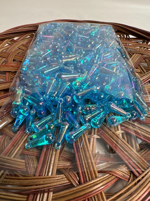 1/2 lb Beads, mermaid tears, light blue, size .8 inch, Hmong beads, hlaws