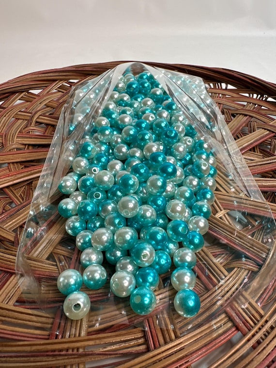 1/2 lb Beads, pearl, blue, size . 4 inch, Hmong beads, hlaws