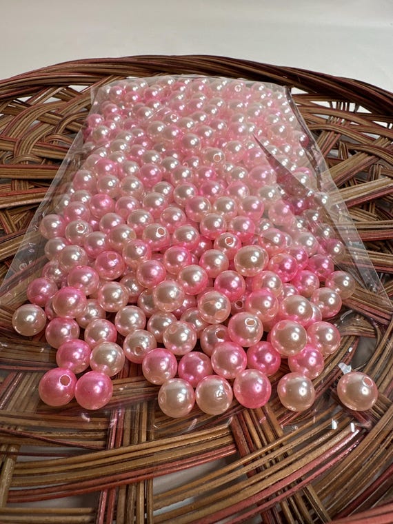 1/2 lb Beads, pearl, pink, size . 4 inch, Hmong beads, hlaws