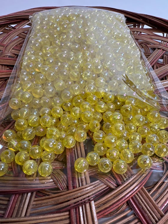 1/2 lb Beads, Hmoob suav, yellow, size .3 inch, Hmong beads, hlaws