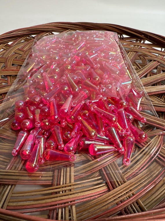 1/2 lb Beads, mermaid tears, pink, size .8 inch, Hmong beads, hlaws