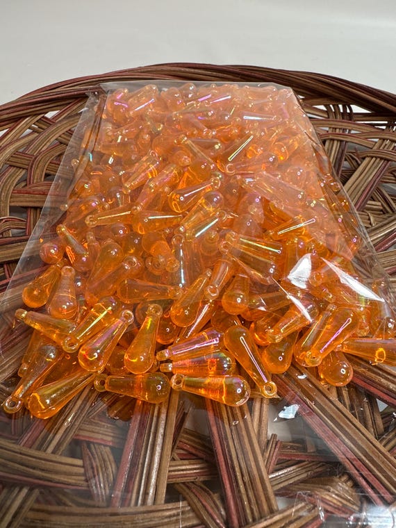 1/2 lb Beads, mermaid tears, orange, size .8 inch, Hmong beads, hlaws