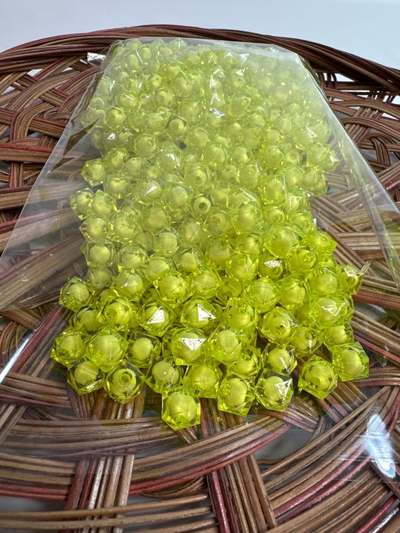 1/2 lb Beads, nava bead, neon yellow, size .3 inch, Hmong beads, hlaws