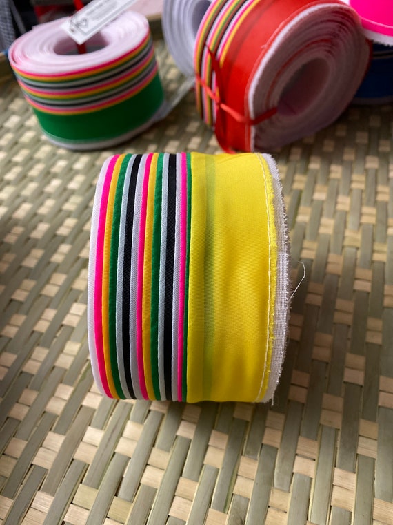 Yellow multicolor 5 yards Hmoob lees trim, 5yards length, hmong trim, diy trim, diy hmong supplies, Hmong ribbon