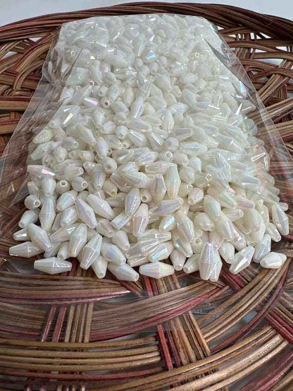 1/2 lb Beads, rice, off white, size .4 inch, Hmong beads, hlaws