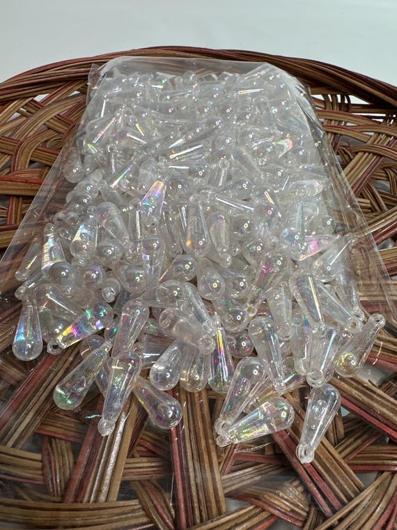 1/2 lb Beads, mermaid tears, clear white, size .8 inch, Hmong beads, hlaws