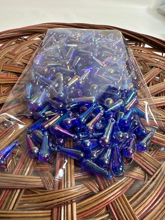 1/2 lb Beads, mermaid tears, dark blue, size .8 inch, Hmong beads, hlaws