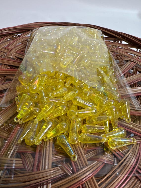 1/2 lb Beads, mermaid tears, yellow, size .8 inch, Hmong beads, hlaws