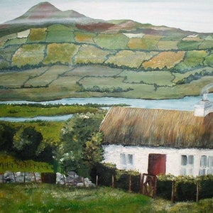 Ireland, Mayo, Cottage, 8 x 10 inch, Print,  Irish Landscape, Art, Painting, Wall Art, Irish Gift,