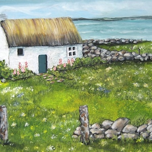 Ireland, Clifden, Galway, Irish, Art Print, 8 x 10 inch, Cottage, Landscape, Painting, Wall Decor, Wall Art, Irish Gift,