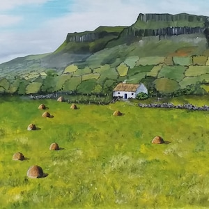 Ireland, Benbulben, 8x10 inch, Print, Sligo, Irish, Cottage, Landscape, Irish Art,  Painting, Wall Art, Wall Decor, Irish Gift,