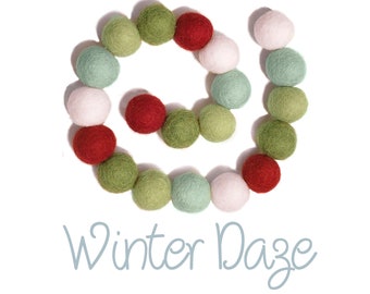 Wool Poms Red Green Blue Photo Prop Holiday Season Merry Gift Ideas Christmas Tree Decorations Winter Daze Felt Ball Garland Let It Snow