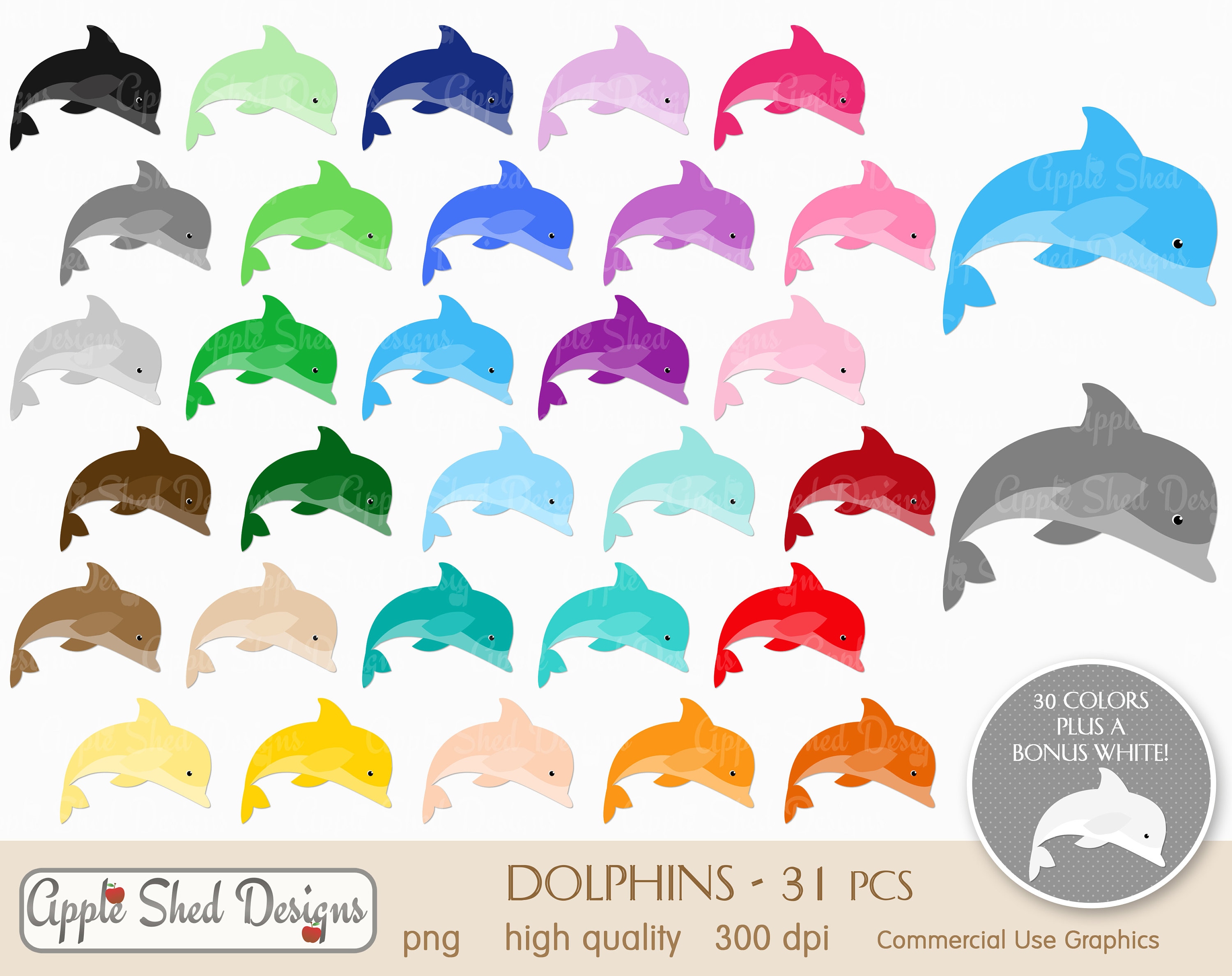 DOLPHIN Clipart 31 Qty Planner Clipart Icons Rainbow Color Etsy Ireland