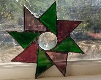 Stained Glass Suncatcher, Star Ornament, Glass Star Hanging, Deco Solder, Window Decor, Patio Decor Stained Glass Yard Art, Home Decor, Gift