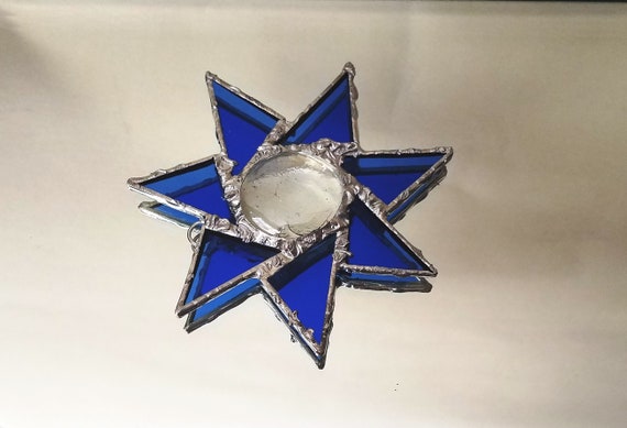 Medium Glass Suncatcher Star Ornament Glass Star Hanging Etsy