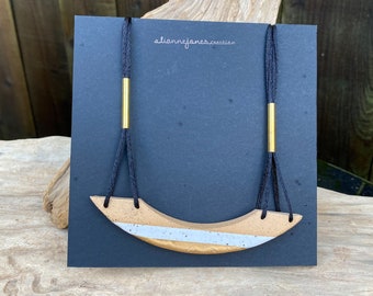 Gold Dipped Crescent Ceramic Necklace