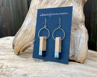 Ceramic Pendent Earrings with Mirror Metallic Glaze