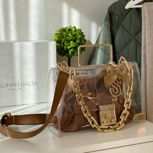 Upcycled Louis Vuitton Monogram Clear Stadium Crossbody Bags