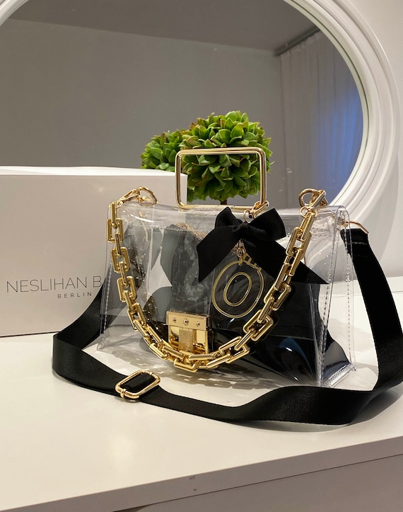 Never Full Gold Clear Crossbody Bag