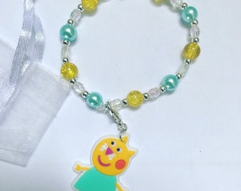 Personalised Childs Bracelet With Shamballa Beads Any Name 3-6 Yrs