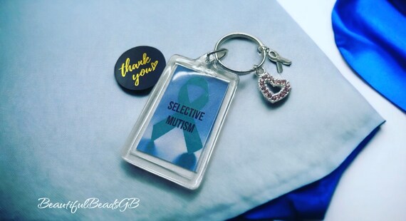 Selective Mutism Keyring Keychain in Awareness and Support Sentimental Keepsake Gift Teal Ribbon Charm Keyring Etsy