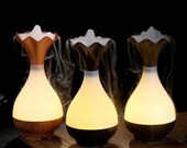 USB Air Humidifier Ultrasonic Aromatherapy Essential Oil diffuser Aroma LED Night Light Atomization Purifier Wood Vase
