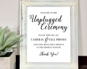 Unplugged Ceremony, Unplugged Wedding, Wedding Sign, Wedding Ceremony Sign, Wedding Printable, Wedding Sign Download