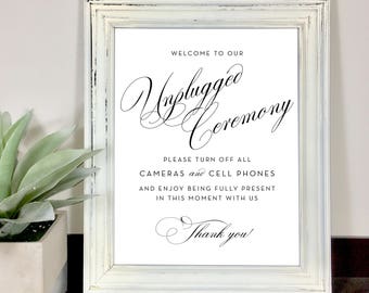 Unplugged Ceremony, Unplugged Wedding, Wedding Sign, Wedding Ceremony Sign, Wedding Printable, Wedding Sign Download