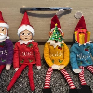 Elf Clothing Accessories - Christmas Dress Up - Personalised Jumper for Elf - Felt Embroidered image 8